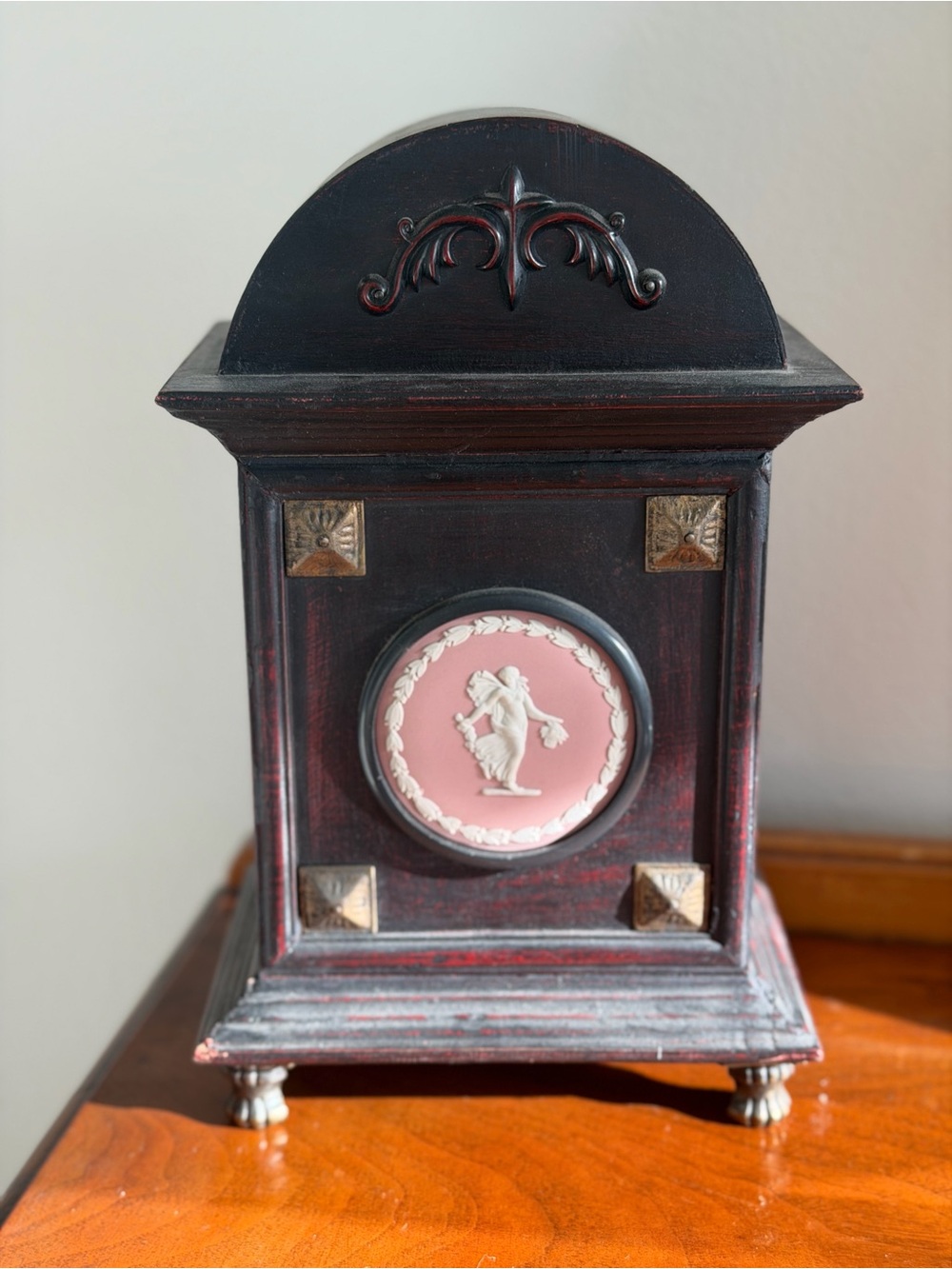 Vintage Mantel Clock with Wedgwood Pink Jasperware